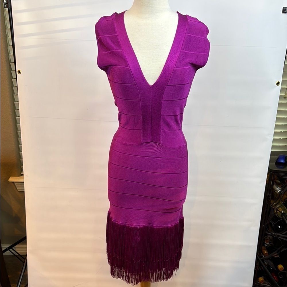 VENUS Fuchsia Bodycon Dress with fringe detail, Size 6